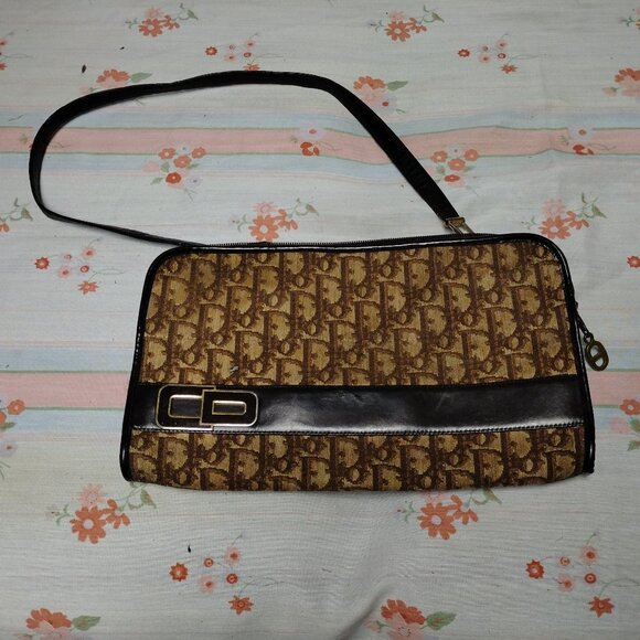 ❤️ Vintage Christian Dior Purse Trotter Pattern Shoulder to Clutch - Picture 1 of 8
